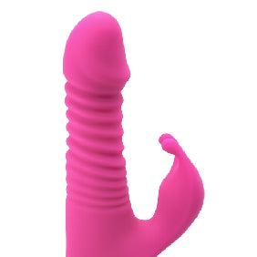 9 Speeds Rechargeable Silicone Thrusting Rabbit Vibrator with Rotation