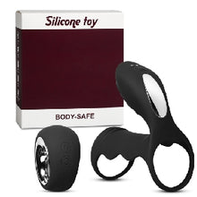 Load image into Gallery viewer, Men Remote Control 12 Speeds Black Color Silicone Double Cock rings (2 Motors )
